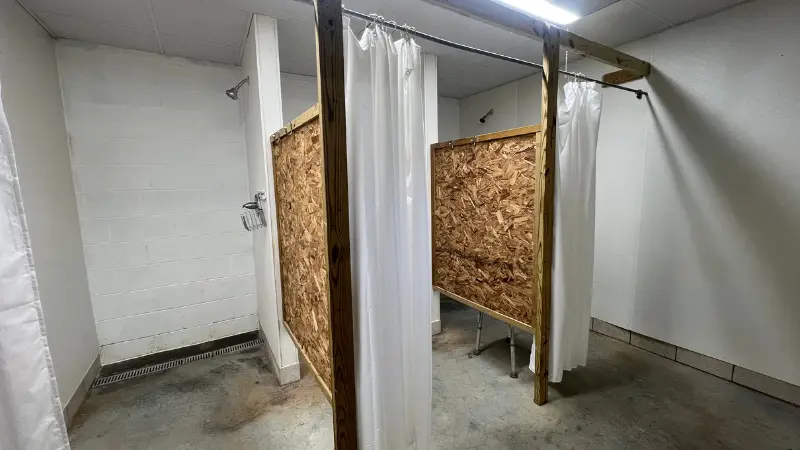 bathrooms depicting tile floors, clean facilities at Hot Springs Campground & RV Park